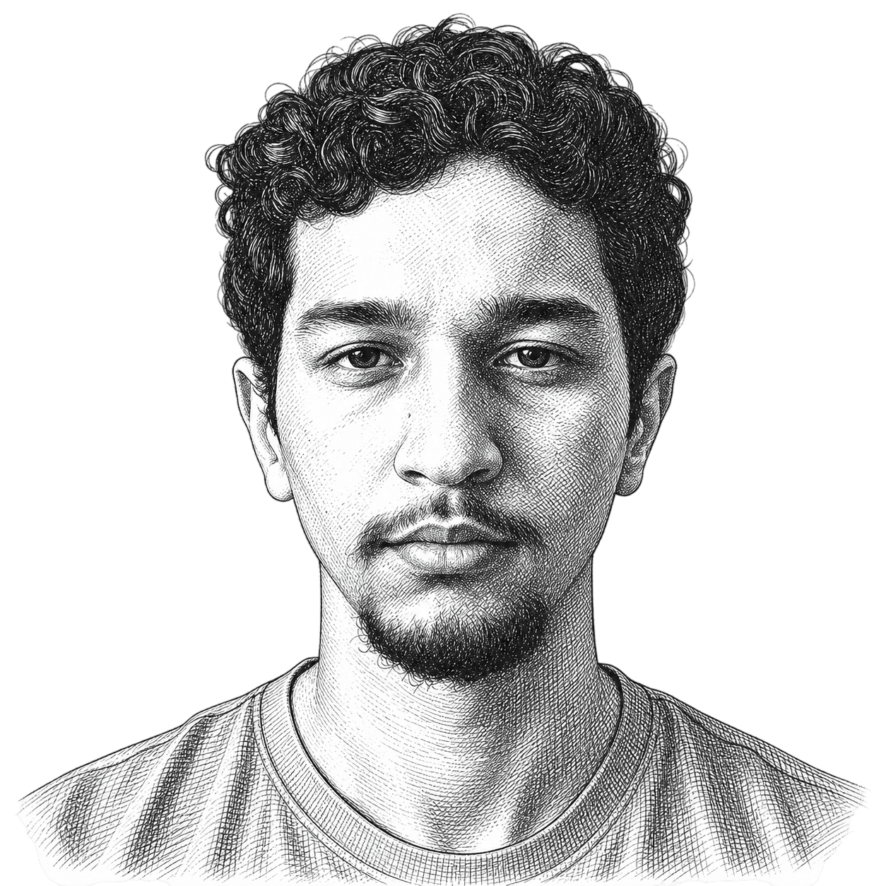 Black-and-white portrait of Zakariya Jabbar